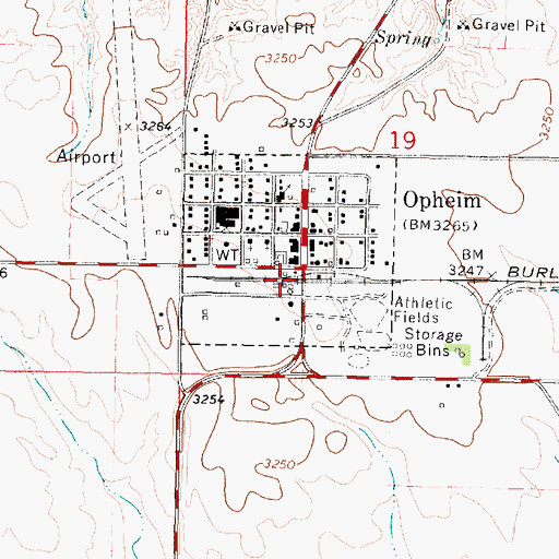 Topographic Map of Opheim (historical), MT