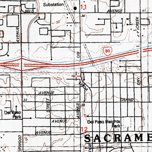 Topographic Map of Bible Way Overcoming Church of Jesus Christ, CA