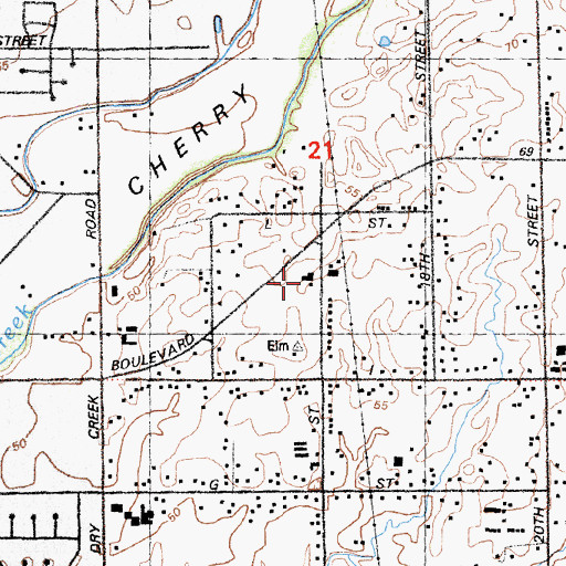 Topographic Map of Calvary Baptist Church, CA