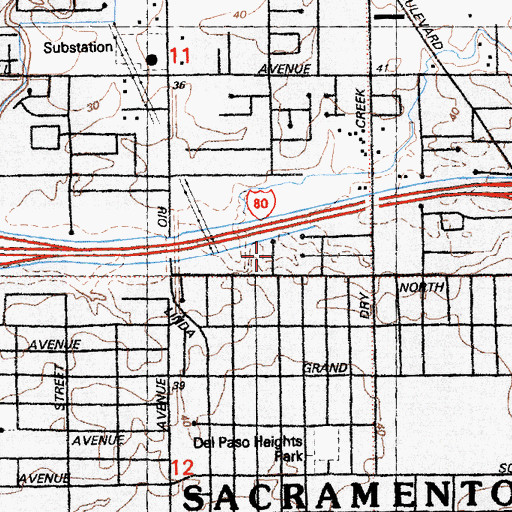 Topographic Map of Church of Christ, CA