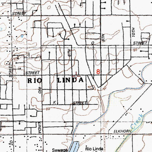 Topographic Map of Rio Linda Neighborhood Library, CA