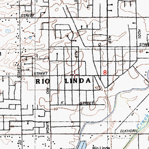 Topographic Map of Rio Linda Community United Methodist Church, CA