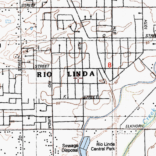 Topographic Map of Rio Linda Elementary School, CA