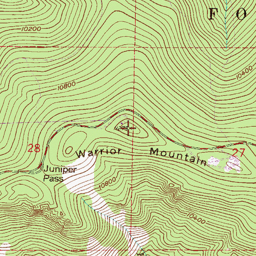 Topographic Map of Warrior Mountain, CO