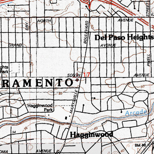 Topographic Map of Abundant Life Church of God in Christ, CA
