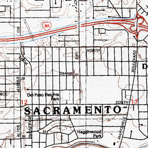 Topographic Map of Allen Chapel African Methodist Episcopal Church, CA