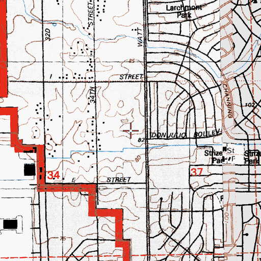 Topographic Map of Capitol Free Will Baptist Church, CA