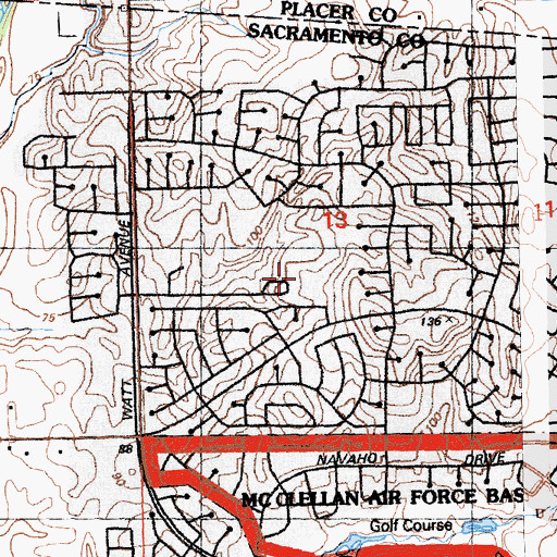 Topographic Map of Center Junior High School, CA
