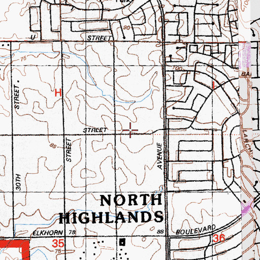 Topographic Map of Faith Baptist Tabernacle, CA