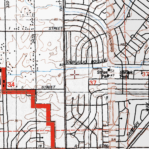 Topographic Map of Highland Community Sports Complex, CA