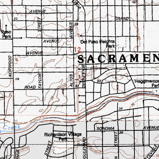 Topographic Map of Pearly Gate Missionary Baptist Church, CA
