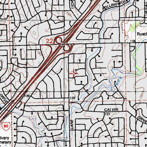 Topographic Map of Ascension Lutheran Church, CA