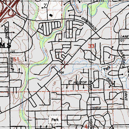 Topographic Map of Auburn Plaza Shopping Center, CA
