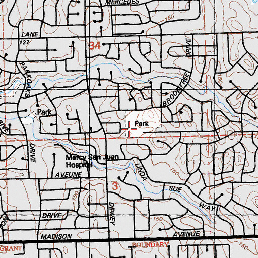 Topographic Map of Brooktree Park, CA