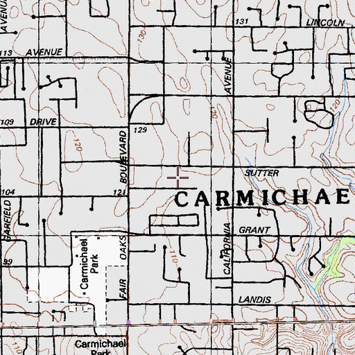 Topographic Map of Church of Christ, CA