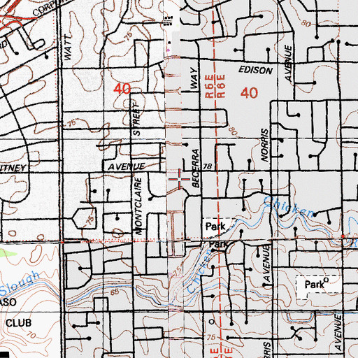 Topographic Map of Church of Christ, CA