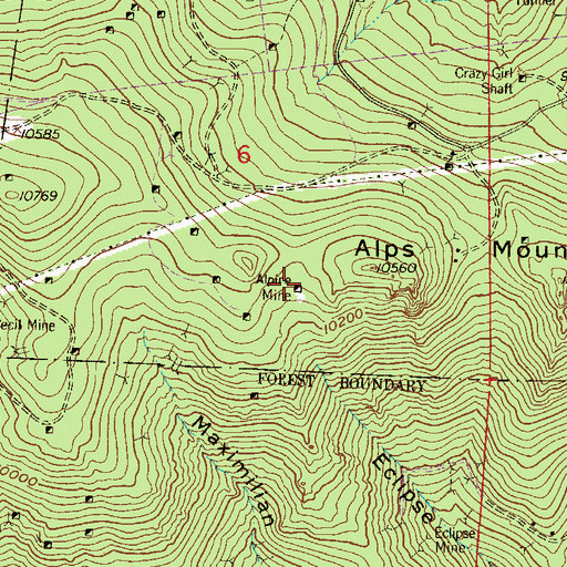 Topographic Map of Alpine Mine, CO