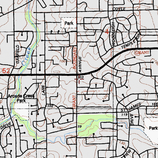 Topographic Map of Madison Square Shopping Center, CA