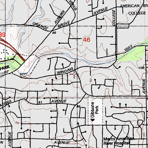 Topographic Map of Carmichael Seventh Day Adventist Church, CA