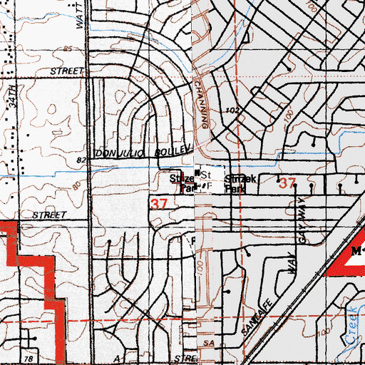 Topographic Map of Pacific Career and Technical High School, CA