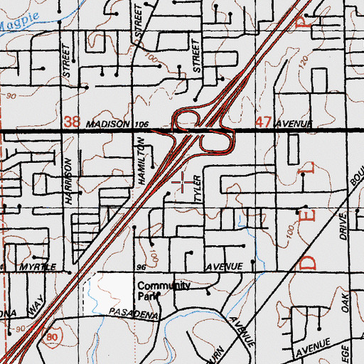 Topographic Map of Tyler Street Church of God, CA