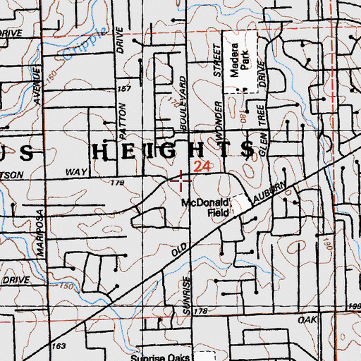 Topographic Map of Ancil Hoffman Shopping Center, CA