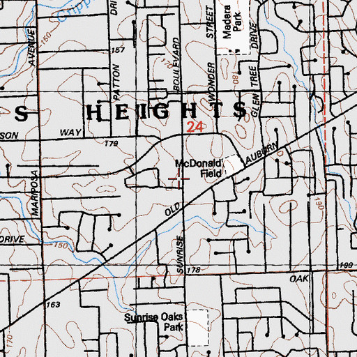 Topographic Map of Carden Sunrise Elementary School (historical), CA