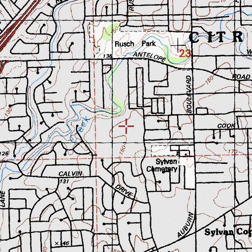 Topographic Map of Carriage Drive Elementary School, CA