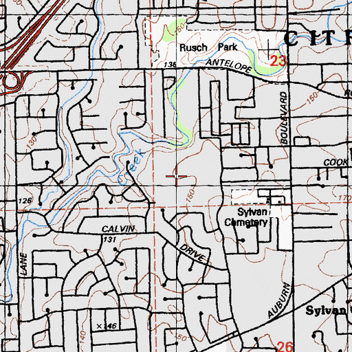 Topographic Map of Mesa Verde High School, CA