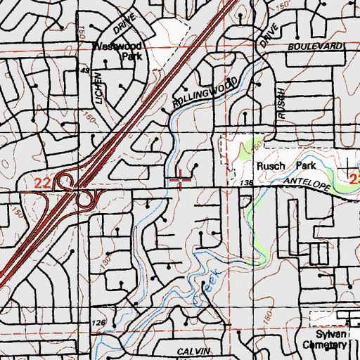 Topographic Map of Messiah Lutheran Church, CA