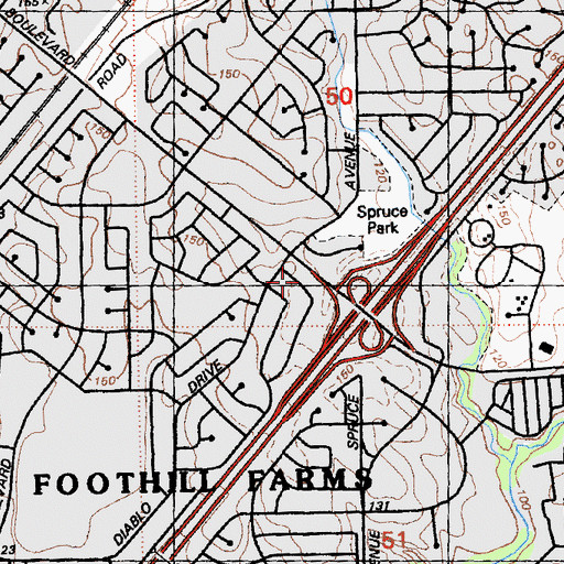 Topographic Map of Sacramento Korean Church of the Nazarene, CA