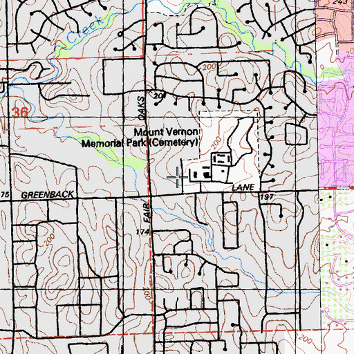 Topographic Map of Sunrise Baptist Church, CA
