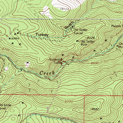 Topographic Map of Sunnyside Tunnel, CO