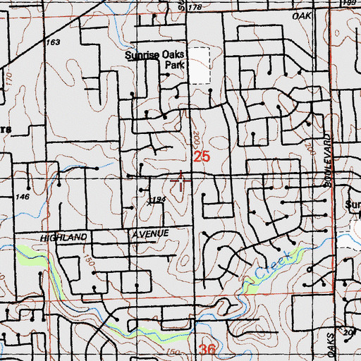 Topographic Map of Woodmore Oaks Shopping Center, CA