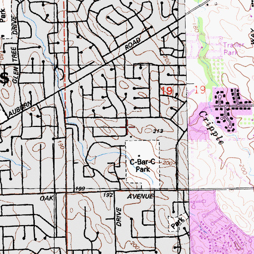 Topographic Map of Woodside Elementary School, CA