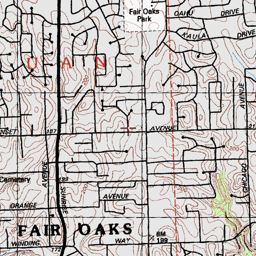 Topographic Map of Bel Air Shopping Center, CA