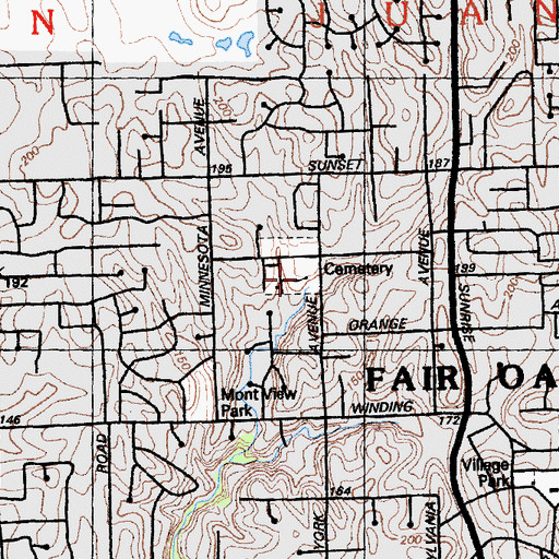 Topographic Map of Fair Oaks Cemetery, CA