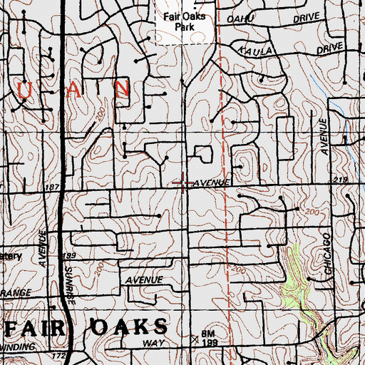 Topographic Map of Northridge Plaza Shopping Center, CA