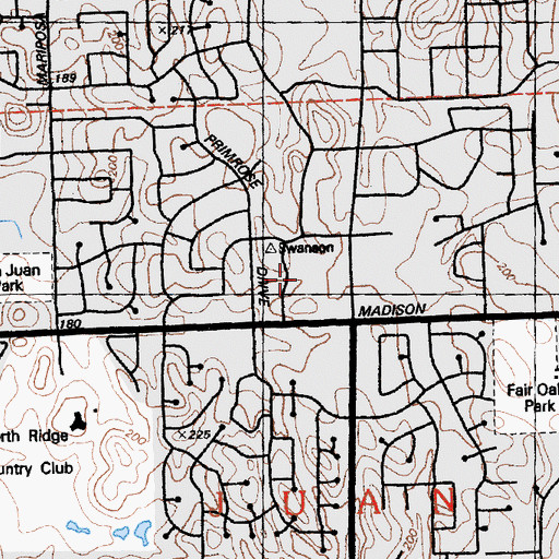 Topographic Map of Sunrise Village Shopping Center, CA