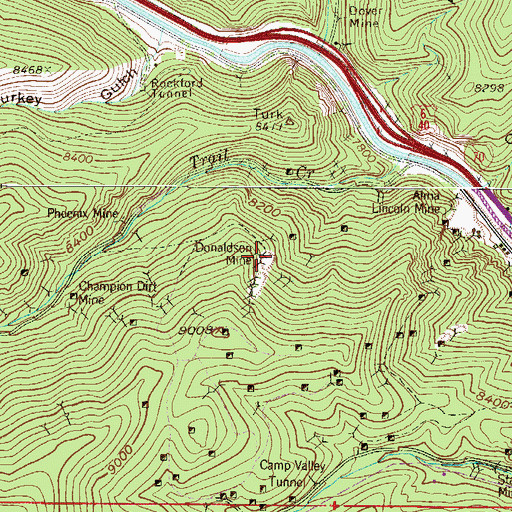 Topographic Map of Donaldson Mine, CO