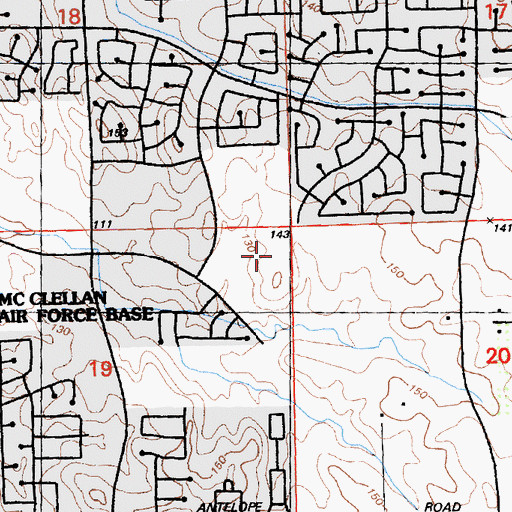 Topographic Map of Antelope Community Park, CA