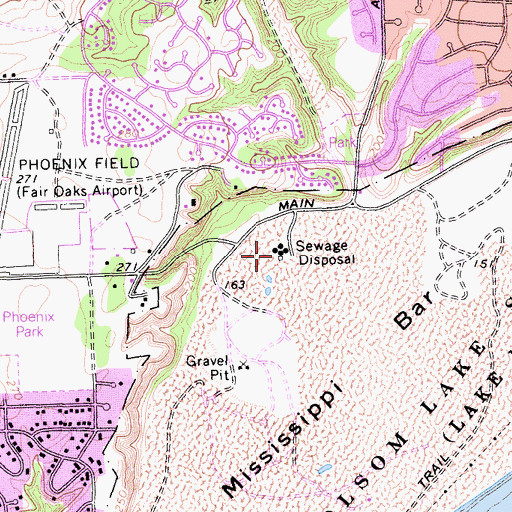 Topographic Map of Arden Gold Sewage Treatment Plant, CA