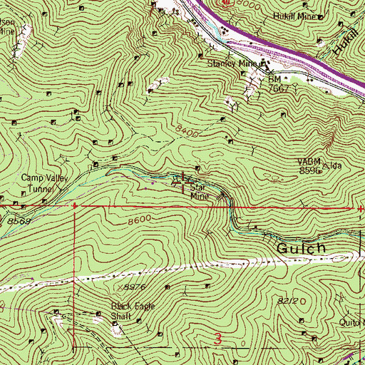 Topographic Map of Star Mine, CO