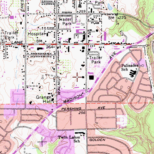 Topographic Map of Church of Christ, CA