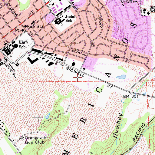 Topographic Map of Commonwealth Square Shopping Center, CA