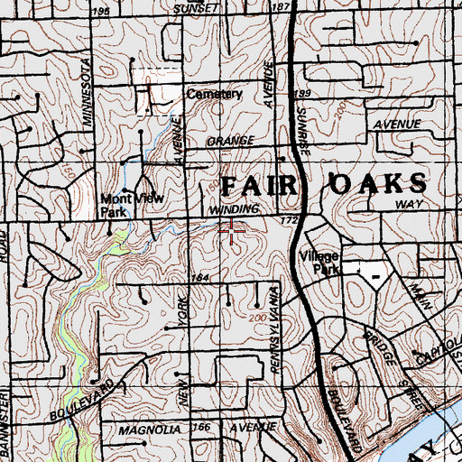 Topographic Map of Fair Oaks Post Office, CA