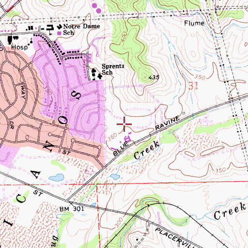 Topographic Map of Folsom Middle School, CA