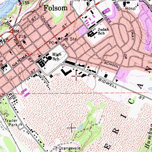 Topographic Map of Folsom Lake Shopping Center, CA