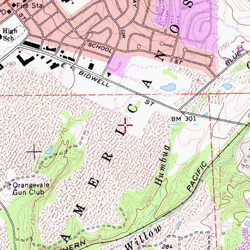 Topographic Map of Folsom Recreation Center Sports Complex, CA