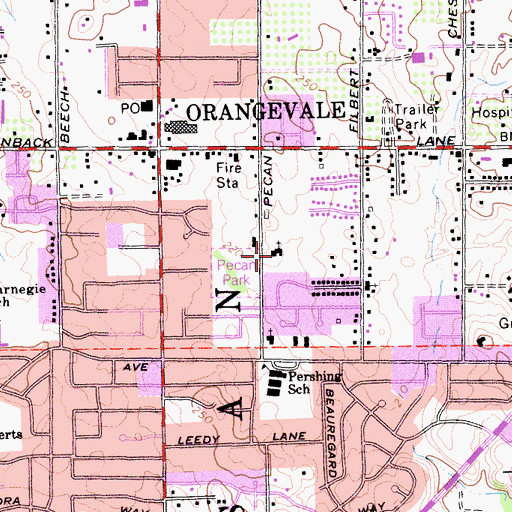 Topographic Map of Grace Lutheran Church, CA